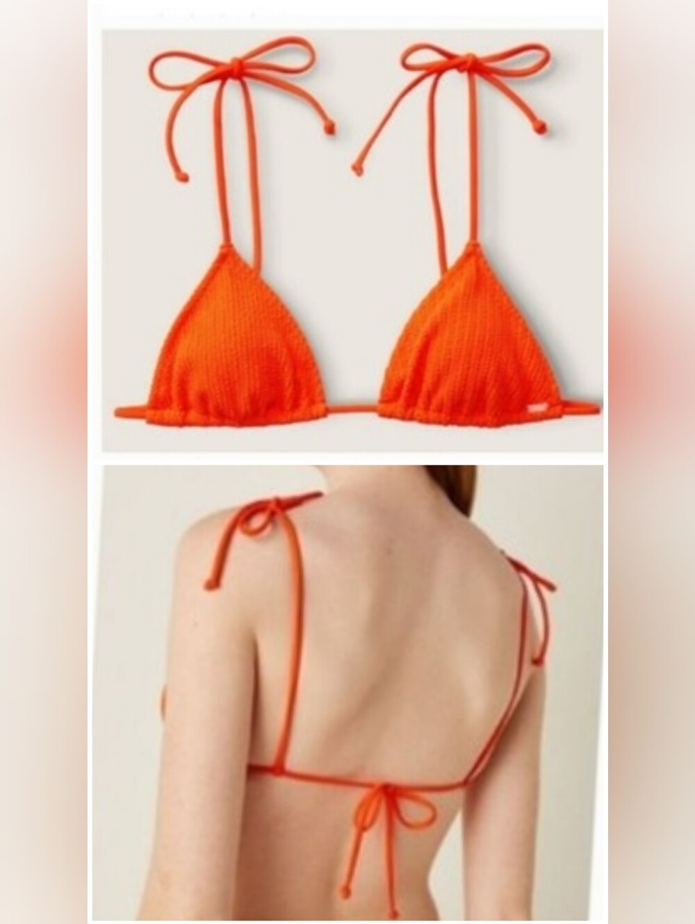 Victoria's secret pink crinkle triangle swim top ORANGE MEDIUM